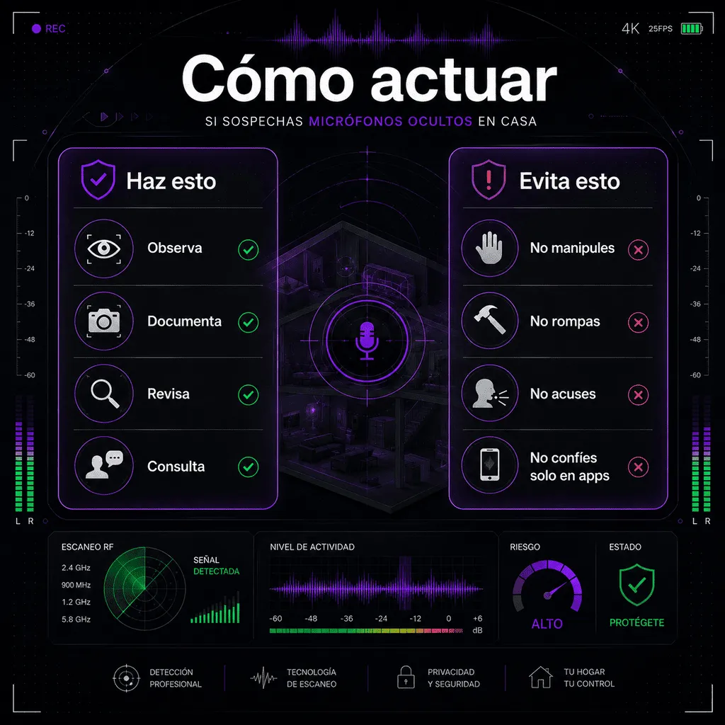 Infografía sobre cómo detectar micrófonos ocultos en casa