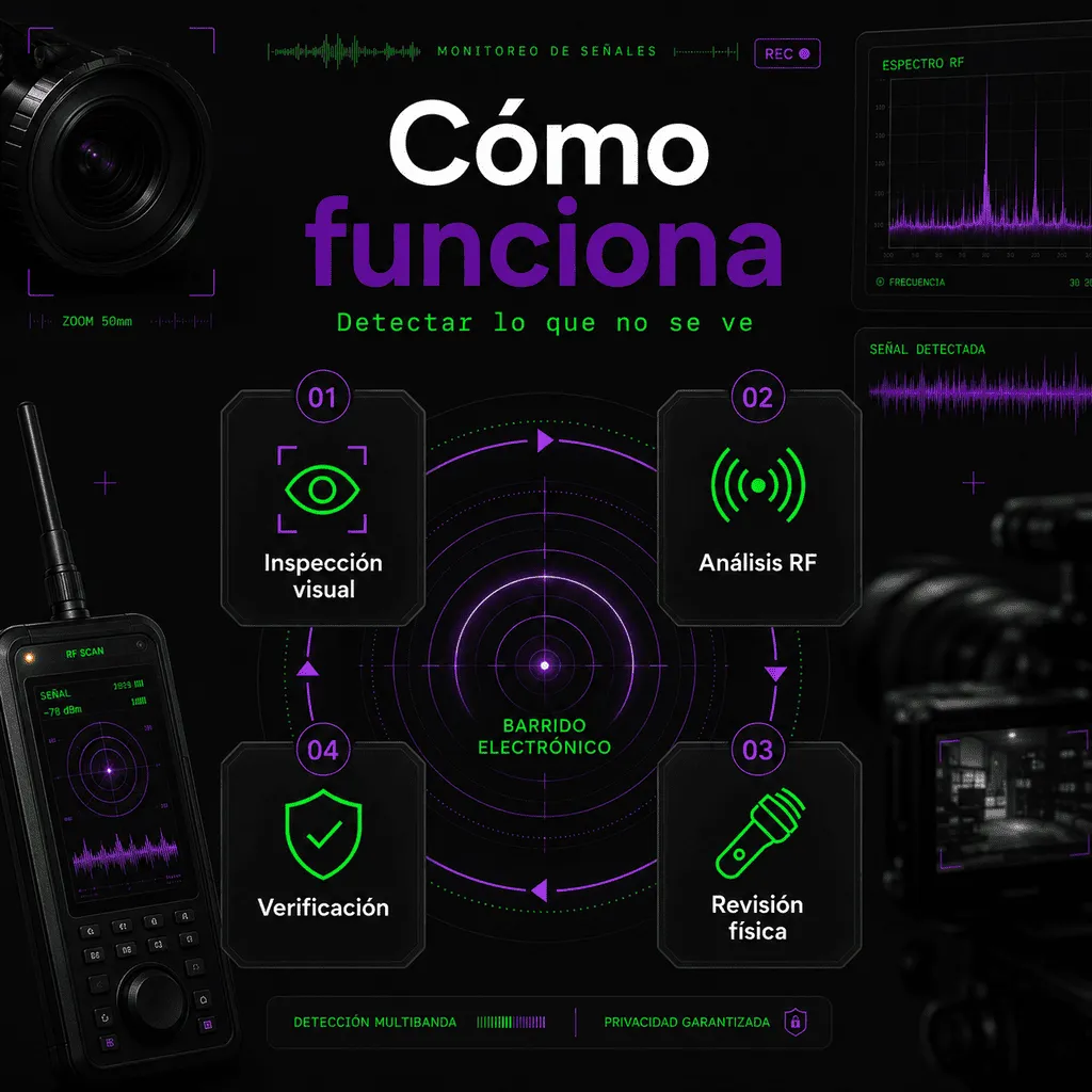 Infografía sobre cómo funciona la detección de señales en un barrido electrónico