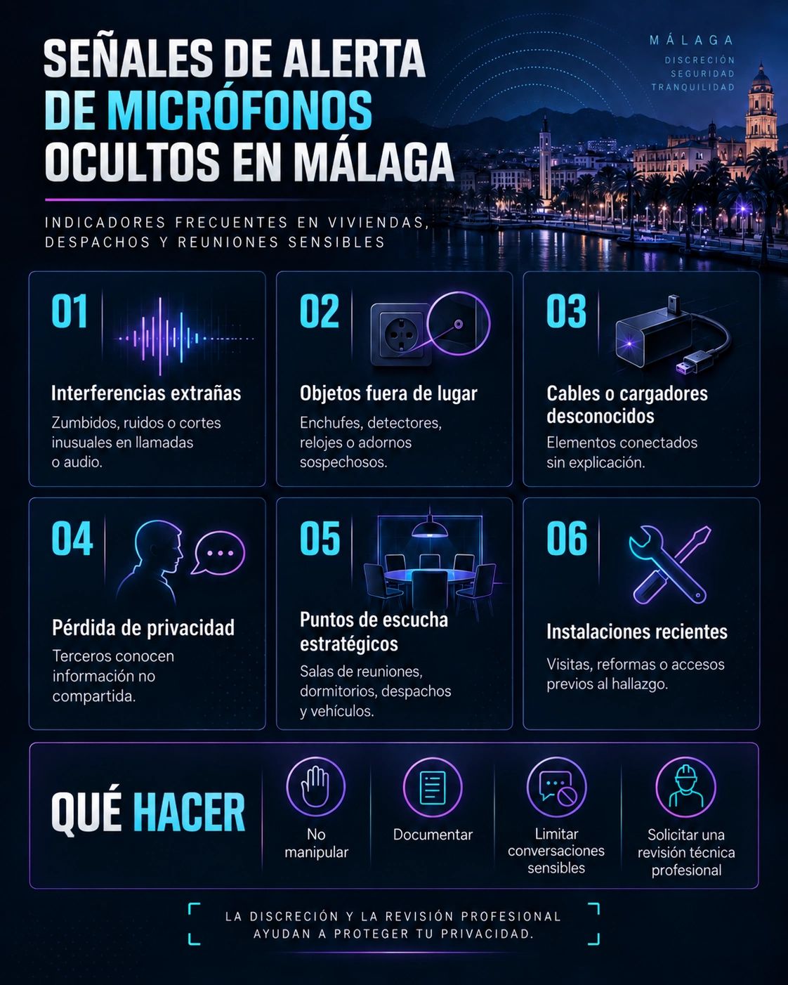 Señales de alerta de micrófonos ocultos en Málaga